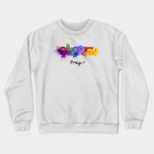 Prague skyline in watercolor Crewneck Sweatshirt